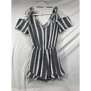 American Eagle Outfitters Striped Romper Ruffle Lined Short Boho Style Sz Medium